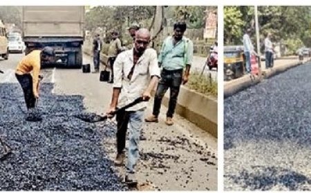 गणेशोत्सवाच्या पार्श्वभूमीवर रस्ते दुरुस्ती; उशिरा सुचलेले शहाणपण मनपाकडून प्रमुख मार्ग, मंडळ परिसर अन् विसर्जन मार्गांवर दिवसरात्र कामे